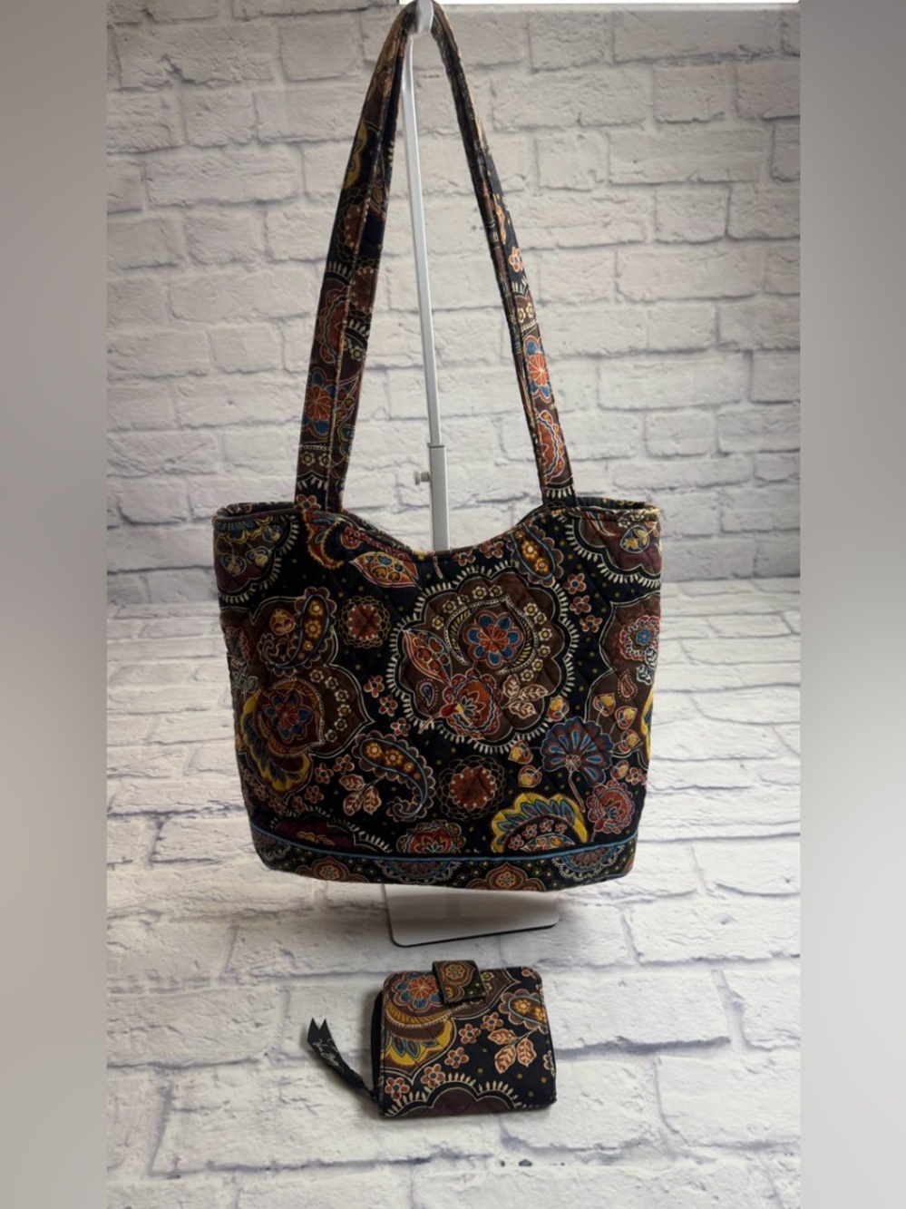 Vera Bradley Retired Pattern “Kensington” Bucket Tote and Matching Wallet.